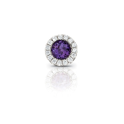 Amethyst and Diamond Rondelle Charm, 14K White Gold