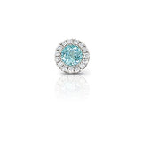 Blue Topaz and Diamond Rondelle Charm, 14K White Gold