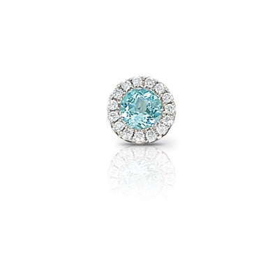 Blue Topaz and Diamond Rondelle Charm, 14K White Gold