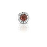 Garnet and Diamond Rondelle Charm, 14K White Gold