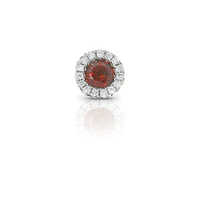 Garnet and Diamond Rondelle Charm, 14K White Gold