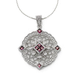 Ruby and Diamond Pendant, 14 Karat White Gold