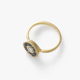 Blue Topaz Organic Circle Ring, 14K Yellow Gold