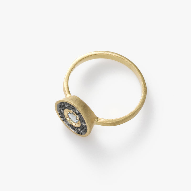 Blue Topaz Organic Circle Ring, 14K Yellow Gold
