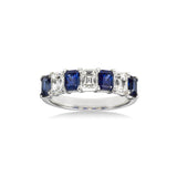 Diamond Cut Sapphire and Diamond Ring, 18K White Gold