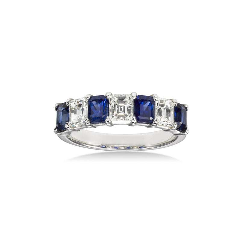 Diamond Cut Sapphire and Diamond Ring, 18K White Gold
