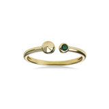 Bezel Set Emerald Cuff Style Ring, 14K Yellow Gold