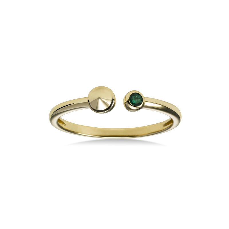 Bezel Set Emerald Cuff Style Ring, 14K Yellow Gold