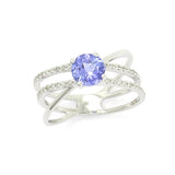 Round Tanzanite and Diamond Ring, 14K White Gold