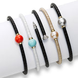 Ceramic Bead Bracelet with Freshwater Cultured Pearl, 18K Yellow Gold