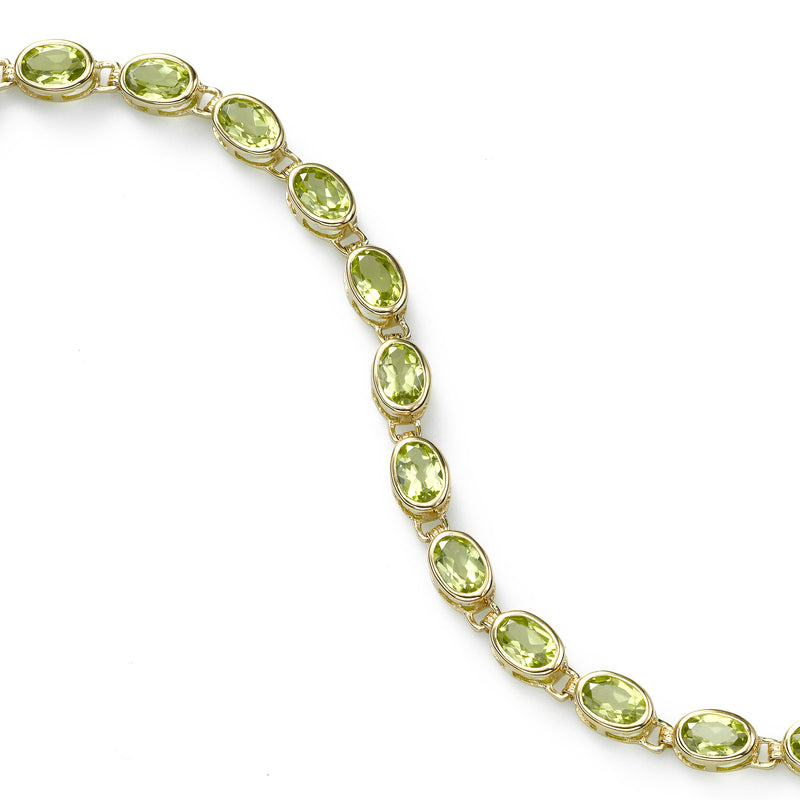 Oval Peridot Gemstone Bracelet, 14K Yellow Gold