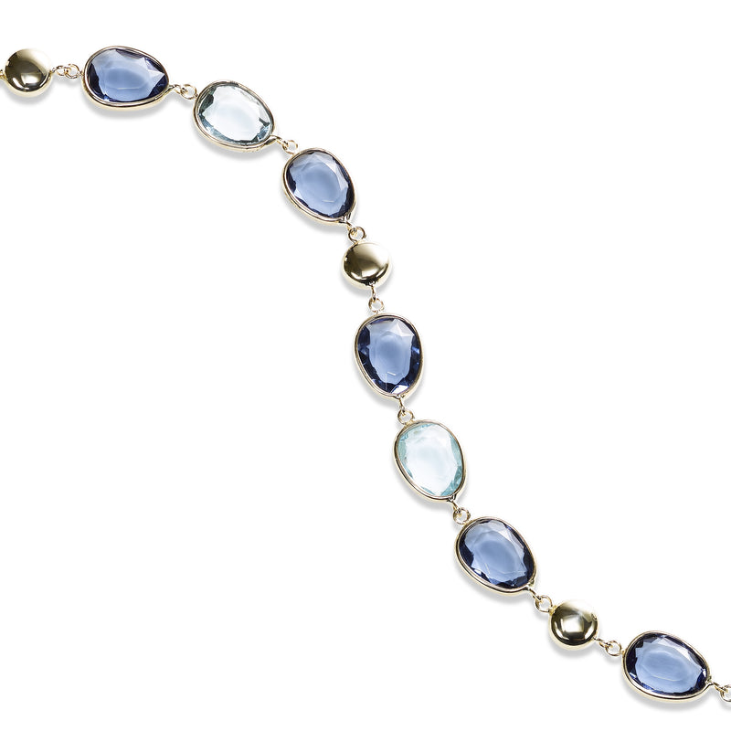 Multi Hue Blue Topaz Flexible Bracelet, 14K Yellow Gold