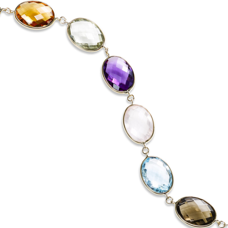 Multi Stone Oval Cut Flexible Bracelet, 14K Yellow Gold