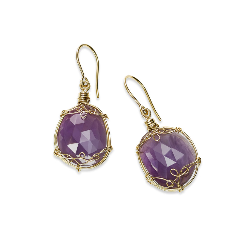 Pink Sapphire Slide Drop Earrings, 14K Gold Filled