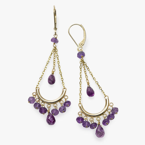 Amethyst Chandelier Earrings, 14K Yellow Gold