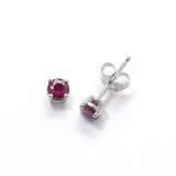 Genuine Ruby Stud Earrings, 14K White Gold