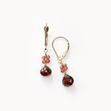 Teardrop Garnet Dangle Earrings, 14K Yellow Gold