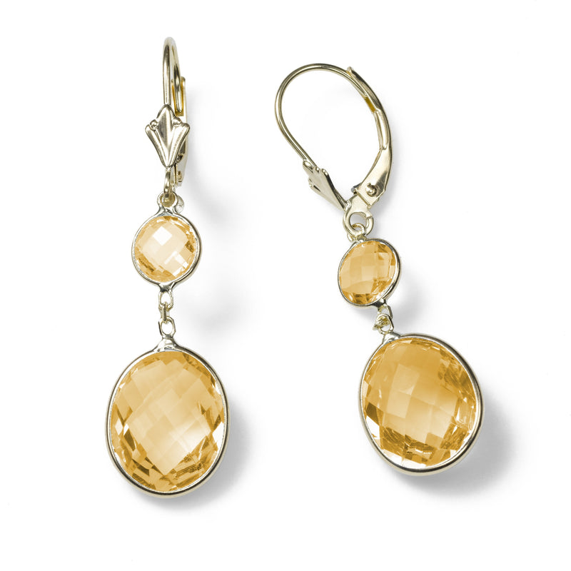 Citrine Drop Earrings, 14K Yellow Gold