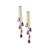 Cascading Amethyst Dangle Earrings, 14K Yellow Gold