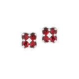 Ruby Button Earrings, 14K White Gold
