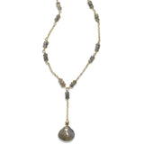 Labradorite Drop Necklace, 14 Karat Yellow Gold