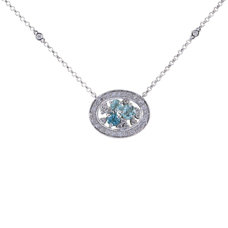 Paraiba Tourmaline and Diamond Necklace, 18K White Gold