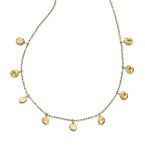 Bezel Set Citrine Drop Necklace, 18 Inches, 14K Yellow Gold