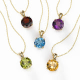 Round Blue Topaz Pendant, 14K White Gold