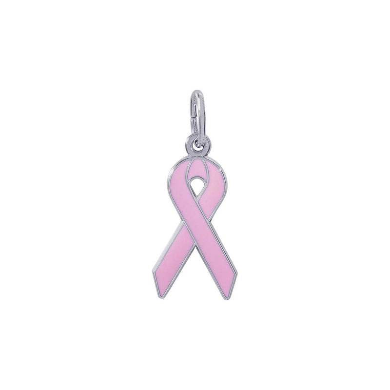 Pink Ribbon Charm, Sterling Silver