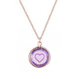 Bezel Set Amethyst Engraved Heart Pendant, 14K Vermeil