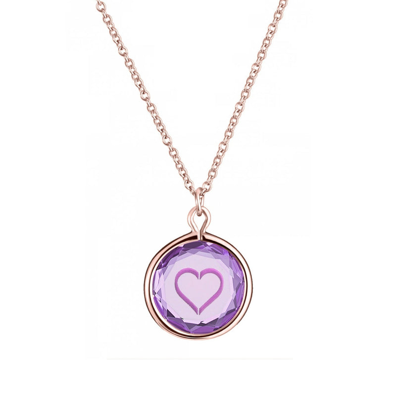 Bezel Set Amethyst Engraved Heart Pendant, 14K Vermeil