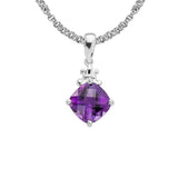 Cushion Shaped Amethyst Pendant, Sterling Silver