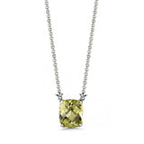 Rectangular Prasiolite Necklace, Sterling Silver
