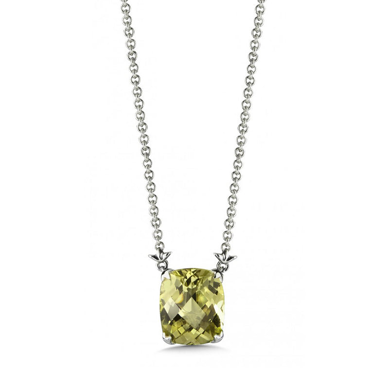 Rectangular Prasiolite Necklace, Sterling Silver