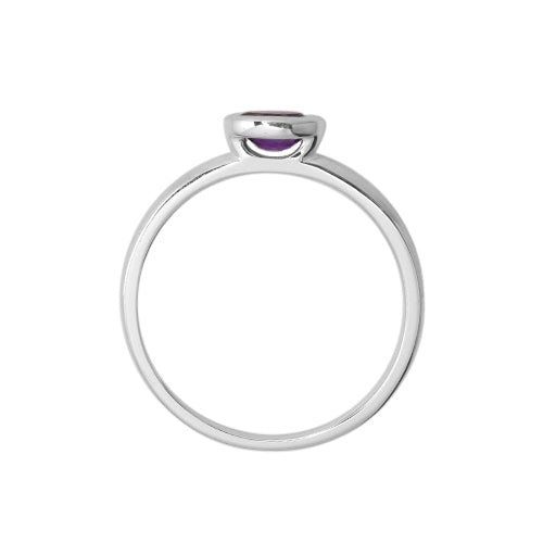 Oval Bezel Set Amethyst Ring, 14K White Gold