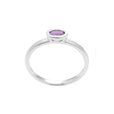 Oval Bezel Set Amethyst Ring, 14K White Gold
