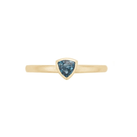 Trillion Shape Bezel Set London Blue Topaz Ring, 14K Yellow Gold