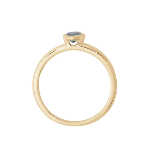 Trillion Shape Bezel Set London Blue Topaz Ring, 14K Yellow Gold