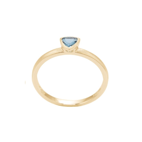Trillion Shape Bezel Set London Blue Topaz Ring, 14K Yellow Gold