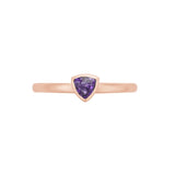 Trillion Shape Bezel Set Amethyst Ring, 14K Rose Gold