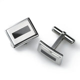 Black Enamel Cuff Links, Stainless Steel