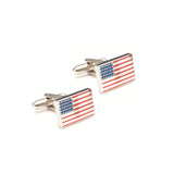 American Flag Cufflinks, Enamel and Silverplate Over Nickel
