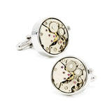 Watch Movement Cufflinks, Silver Plate