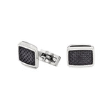 Black Textured Inlay Cufflinks, Stainless Steel