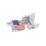 Waving American Flag Cufflinks, Base Metal