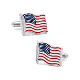 Waving American Flag Cufflinks, Base Metal