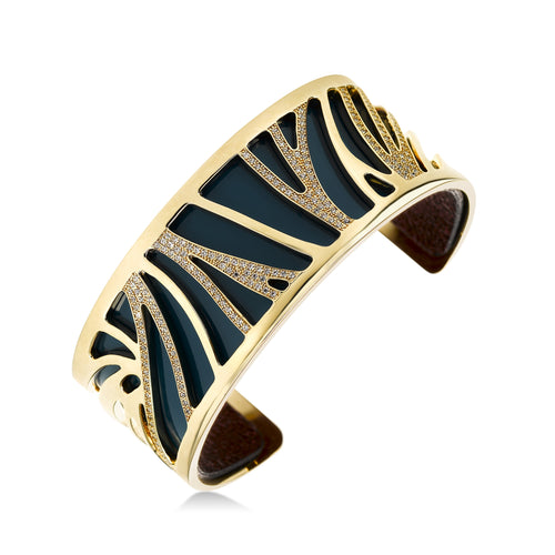 'Perroquet' Gold Tone CZ Open Cuff Bracelet, by Les Georgettes