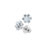 Child's Cubic Zirconia Flower Earrings, 14K White Gold