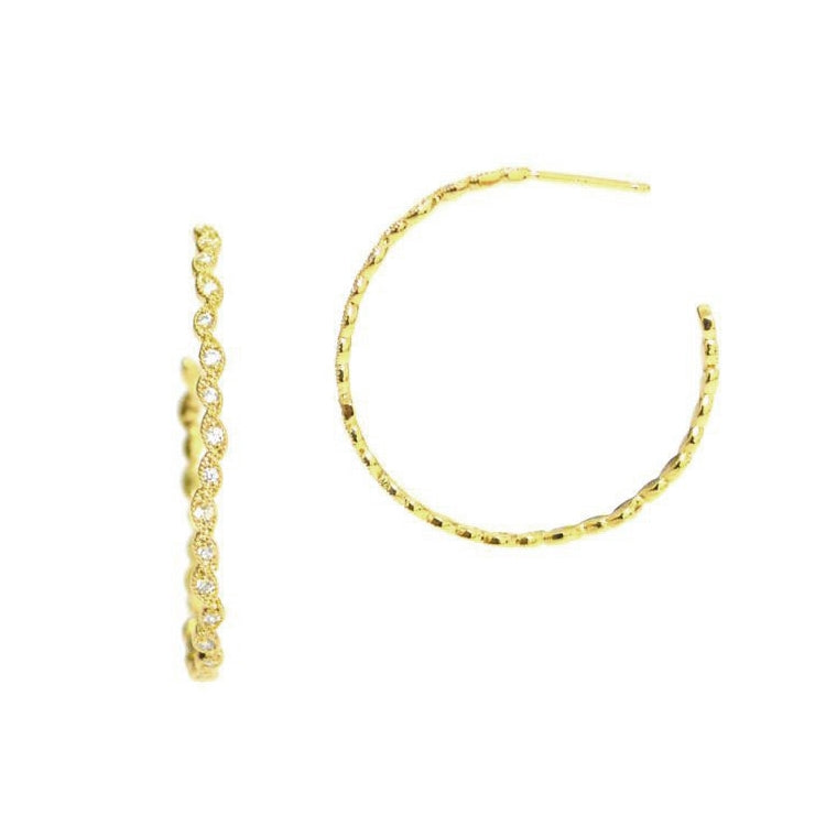 Hopsctoch CZ Open Hoop Earrings, Gold Tone, by Tai Design