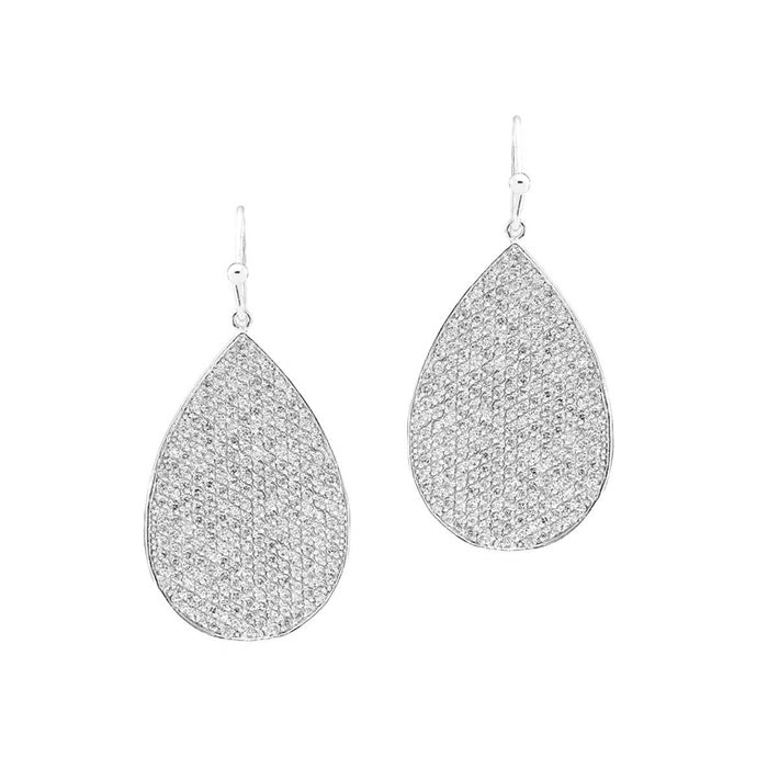 CZ Pear Shaped Drop Earrings, Silver Tone, by Tai Design